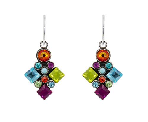 Multicolor Architectural Long Diamond Earring - Firefly Jewelry