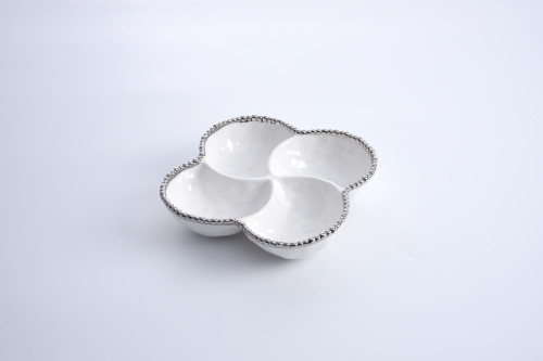 White 4-Section Bowl by Pampa Bay