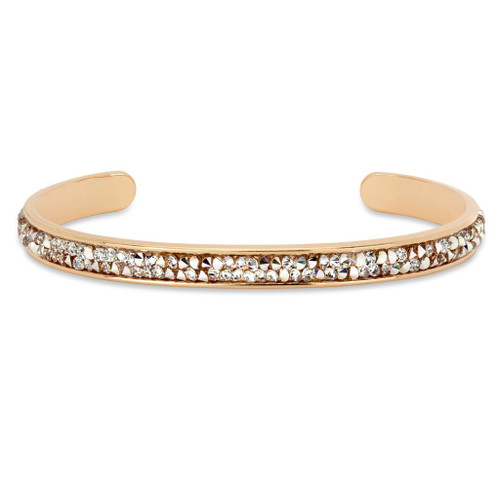 Metallic Silver Druzy Channel Cuff in Rose Gold Plating by Luca and Danni