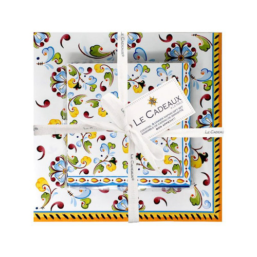 Toscana Patterned Paper Cocktail & Dinner Napkins with Ribbon (Pack of 20) by Le Cadeaux