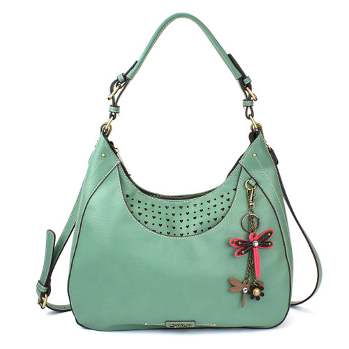 Teal Mini Pink Dragonfly Sweet Hobo Tote by Chala