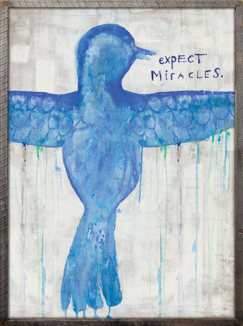 36" x 25" Expect Miracles Art Print with Grey Wood Frame by Sugarboo Designs