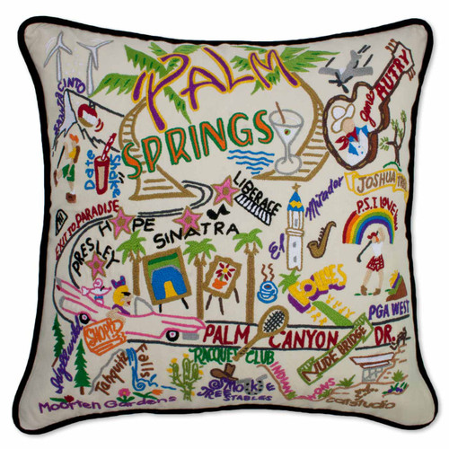 Palm Springs XL Hand-Embroidered Pillow by Catstudio