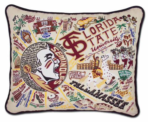 Florida State University Embroidered Pillow by Catstudio