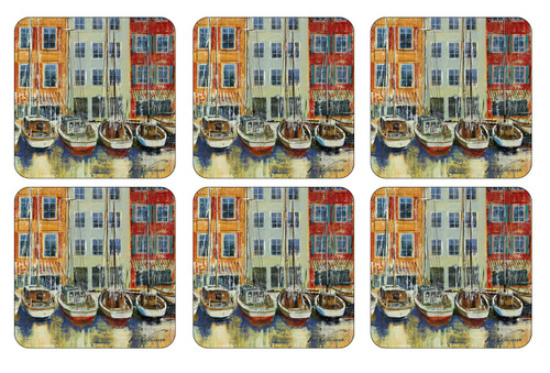 Set of 6 Boat Scene Coasters by Pimpernel