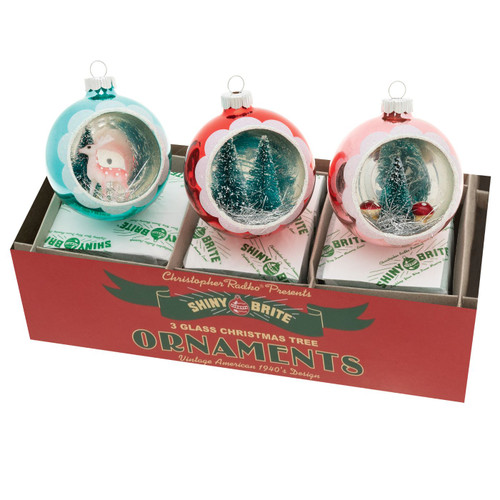 Festive Fete 3.25" Scene Rounds  (Set of 3) by Christopher Radko