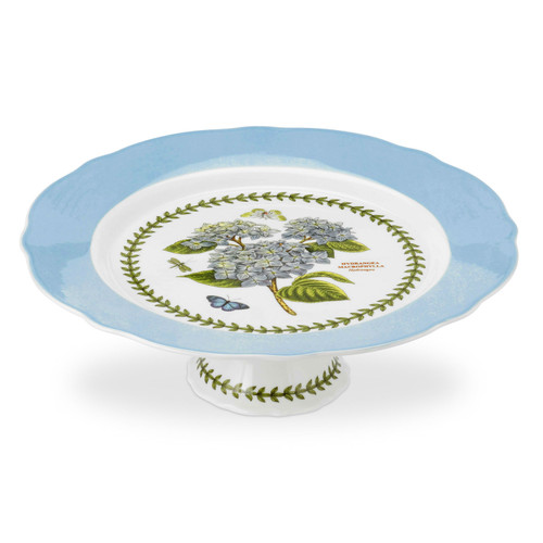 Botanic Garden Terrace Hydrangea Motif Scalloped Edge Large Footed Cake Plate by Portmeirion