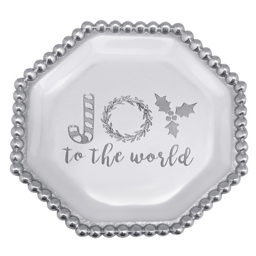 Joy To The World Pearled Octagonal Canape Plate by Mariposa