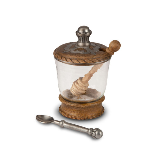 Heritage Wood & Metal Honey/Jelly Condiment Jar - GG Collection