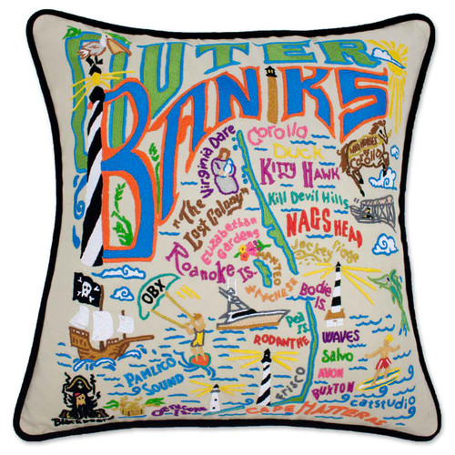 Outer Banks XL Hand-Embroidered Pillow by Catstudio