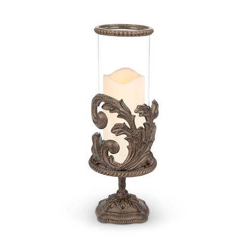 Acanthus 3" Pedestal Candle Holder with Glass Cylinder - GG Collection
