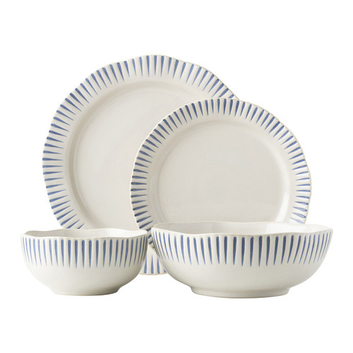 Sitio Stripe Indigo 4pc Place Setting by Juliska