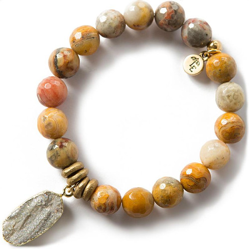 Mexican Agate 10mm Gemstone Bracelet - Lenny & Eva