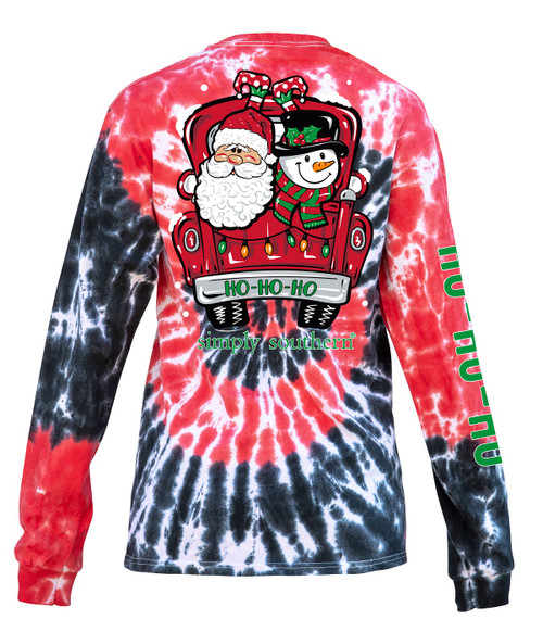 Xlarge Happy Holidays Santa Truck Hurricane Long Sleeve Tee by Simply Southern