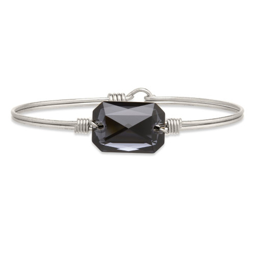 Petite Dylan Silver Tone Bangle Bracelet in Graphite by Luca and Danni