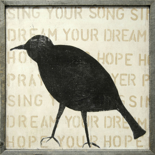 36" x 36" Bird Silhouette Art Print With Grey Wood Frame by Sugarboo Designs
