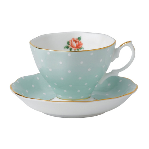 Polka Rose Teacup & Saucer Set by Royal Albert