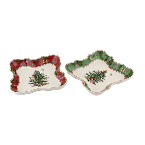 Christmas Tree Vintage Set of 2 Devonia Dishes by Spode