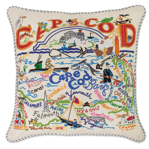 Cape Cod Hand-Embroidered Pillow by Catstudio