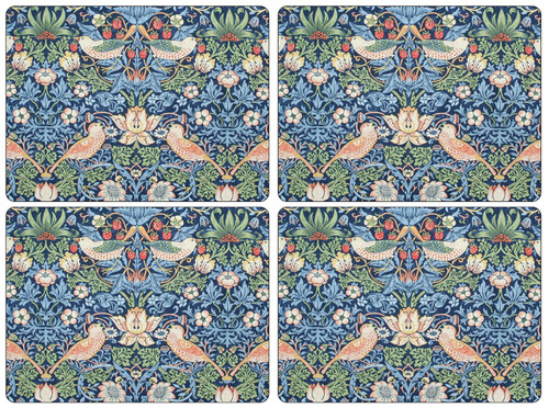 Set of 4 William Morris Strawberry Thief Blue Placemats by Pimpernel