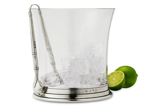 Crystal Ice Bucket with Tongs by Match Pewter