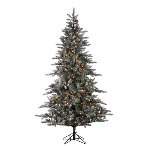 Flocked McKinley 7.5 ft. Pine with Pinecones by Sterling Tree