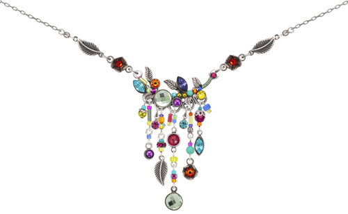 Multi-Color Cascading Leaf Necklace 8704 - Firefly Jewelry