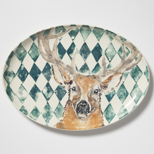 Vietri Into the Woods Deer Large Oval Platter