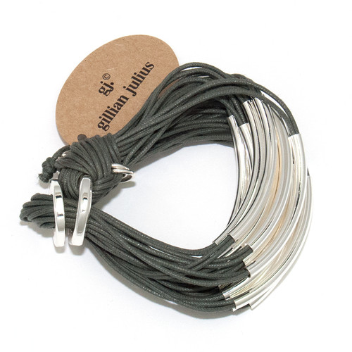 Grey Silver Multi Tube Bracelet by Gillian Julius