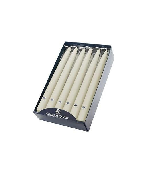 Ivory 10" Unscented Handipt Taper 12-Pack Colonial Candle