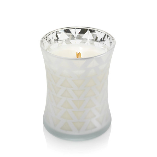WoodWick Candles White Teak Medium Flicker Hourglass