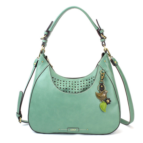 Teal Metal Bird Sweet Hobo Tote by Chala