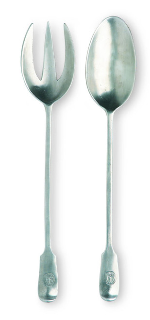 Antique Serving Fork & Spoon by Match Pewter