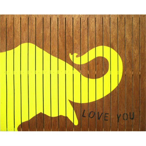 30" x 24" Yellow Elephant Love You Slatted Sign by Sugarboo Designs