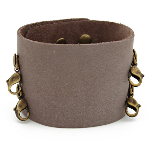 Metallic Taupe Wide Cuff - Brass Finish - Lenny & Eva