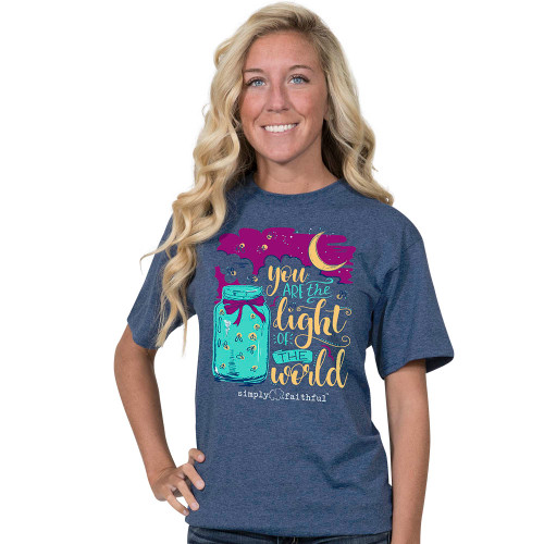 Small You are the Light Denim Simply Faithful Fitted Tee by Simply Southern