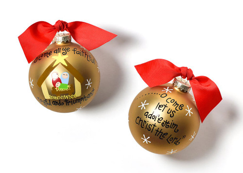 O Come All Ye Faithful Glass Ornament by Happy Everything!