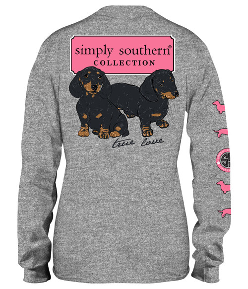 Small Dachsund Logo Heather Gray Long Sleeve Tee by Simply Southern
