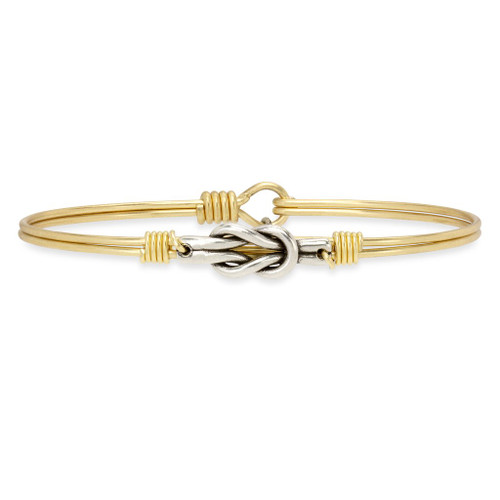 Petite Love Knot Brass Tone Bangle Bracelet by Luca and Danni