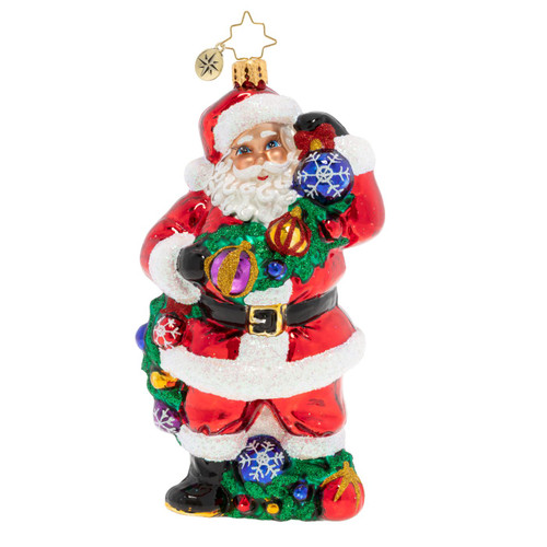 With Garland & Grace Santa Ornament by Christopher Radko