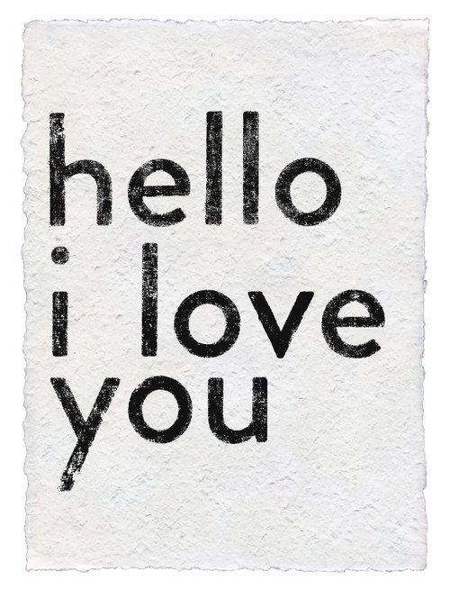 Hello I Love You Handmade Paper Print by Sugarboo Designs