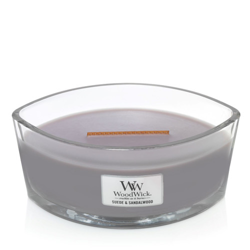 WoodWick Candles Suede & Sandalwood 16 oz. Hearthwick Flame