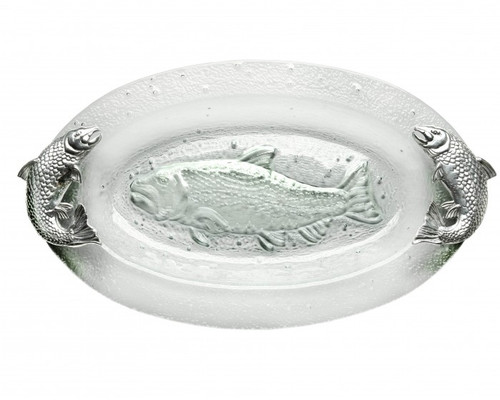 Salmon Glass Platter by Arthur Court