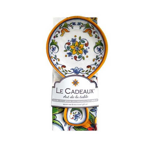 Capri Spoon Rest with Matching Tea Towel Gift Set by Le Cadeaux
