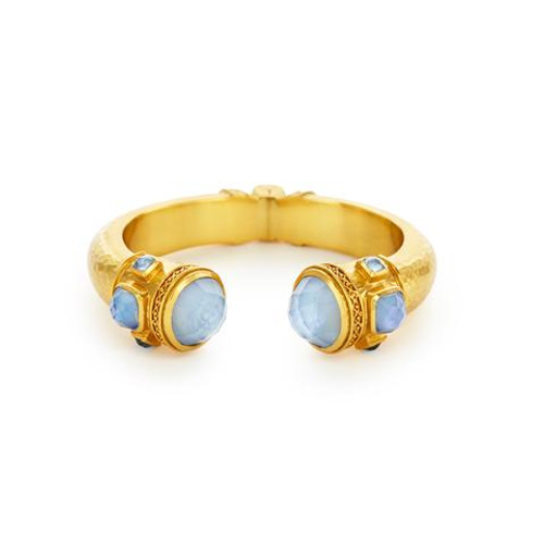 Julie Vos Catalina Medium Hinge Cuff Bracelet - Iridescent Chalcedony Blue