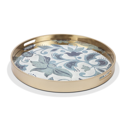Etched Floral Medium Mirror Tray Grand Pattern - GG Collection