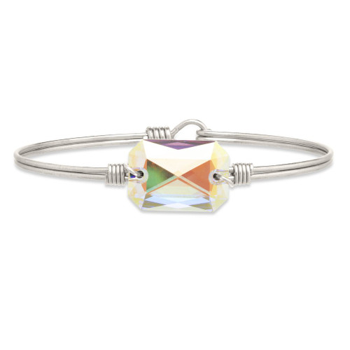 Petite Dylan Silver Tone Bangle Bracelet in Aurora Borealis by Luca and Danni