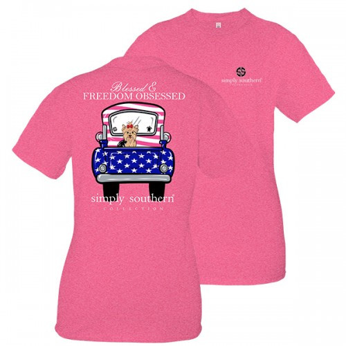 Small Blessed & Freedom Obsessed Short Sleeve Tee by Simply Southern