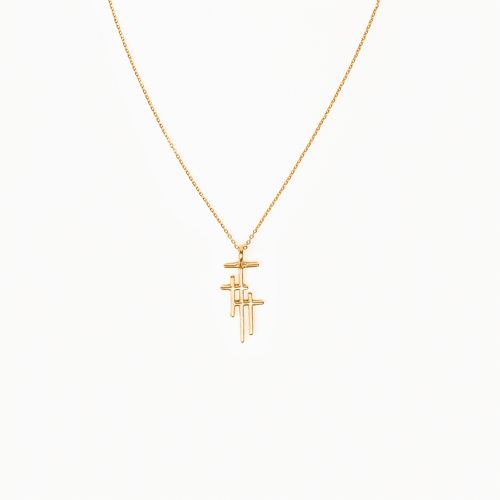 Faithful Light Three Cross Necklace - Gold by My Saint My Hero