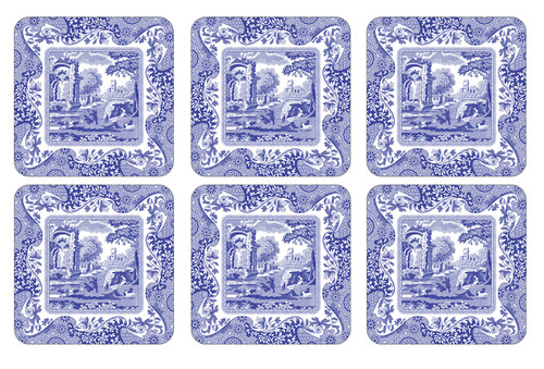 Set of 6 Blue Italian Coasters by Pimpernel